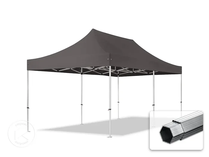 3×6 m Carpa plegable, PROFESSIONAL aluminio 40mm, gris oscuro