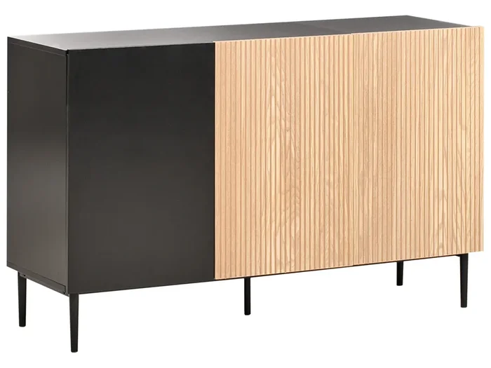 3 Door Sideboard BLYTHE Natural Ash Wood Black
