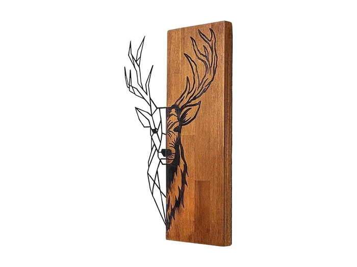 Accesorio decorativo de pared – 33 x 58 cm – Nogal y negro – 100% madera y metal