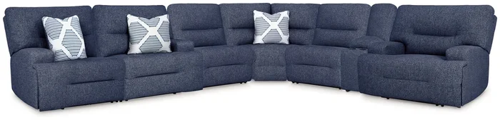 Acklen Place Navy 7-Piece Dual Power Reclining Modular Sectional