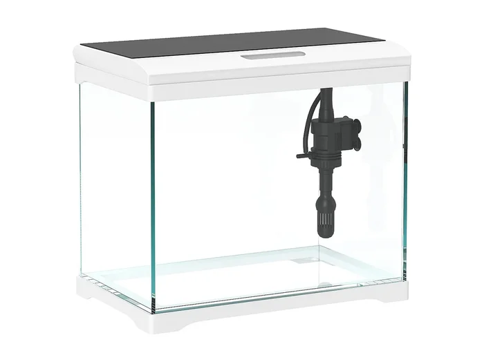 Acuario tropical con iluminación LED y sistema de filtración, de cristal, blanco (35 x 21 x 31 cm)