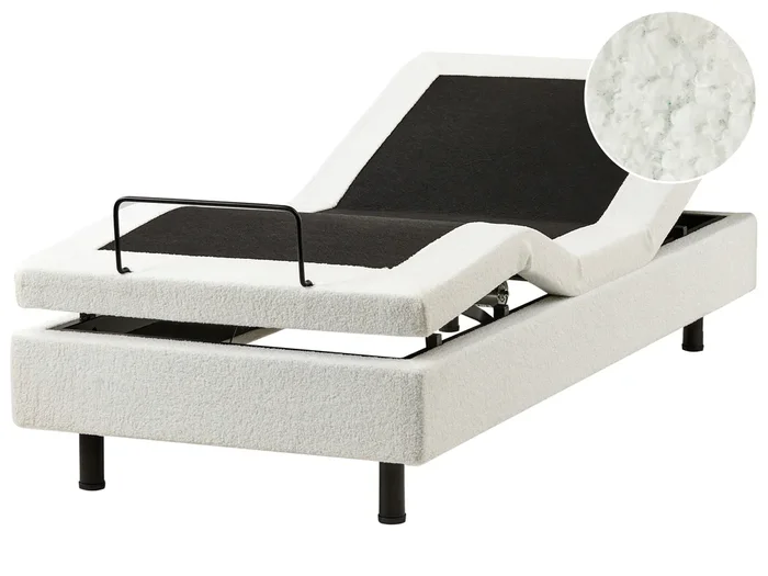 Adjustable Bed without Headboard Boucle DUKE 80 x 200 cm (EU Small Single) Off-White