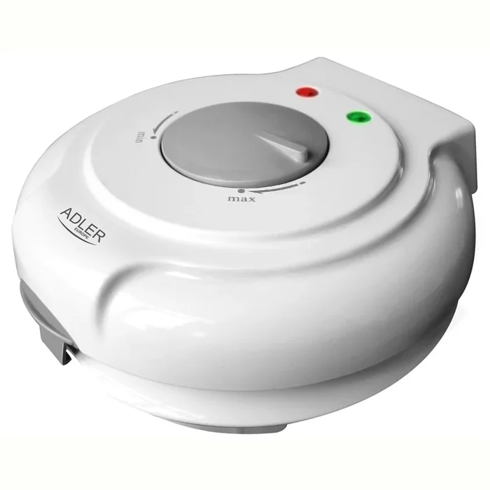 Adler AD3038 Máquina de Barquillos Eléctrica Profesional Diámetro 18cm, Antiadherente, Regulador Temperatura, 1500, Blanco