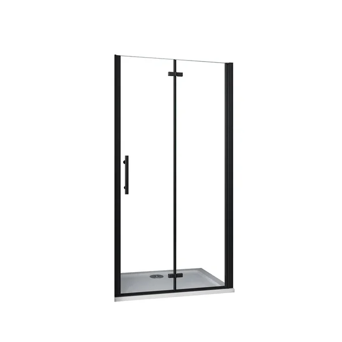 AICA Mampara de ducha dos hojas plegables vidrio easyclean 5mm,perfil negro,(686-716)x1900mm