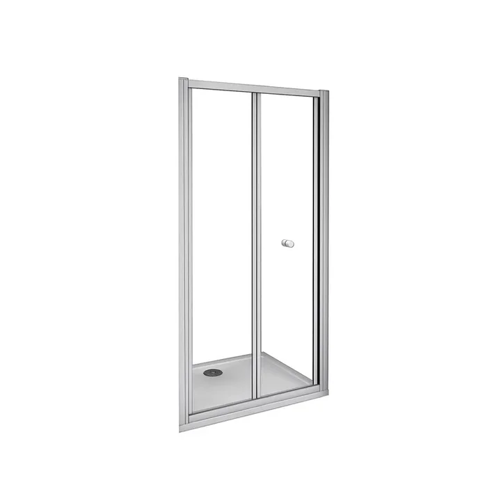 AICA Mampara de ducha frontal plegable perfil blanco/gris mate vidrio 5mm (760-800)x1850mm