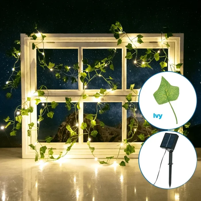 Aigostar – Cadena solar LED 50xLED/7m IP65 300 mAh blanco cálido ivy
