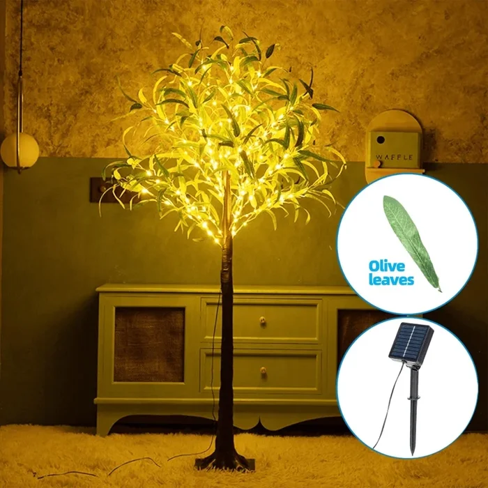 Aigostar – Decoración solar LED 285xLED/3,8m IP65 1200 mAh blanco cálido oliva