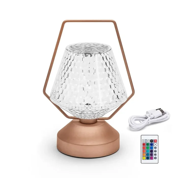 Aigostar – Lámpara de mesa recargable y regulable LED RGB LED/1W/5V 1800mAh 20 cm + mando a distancia
