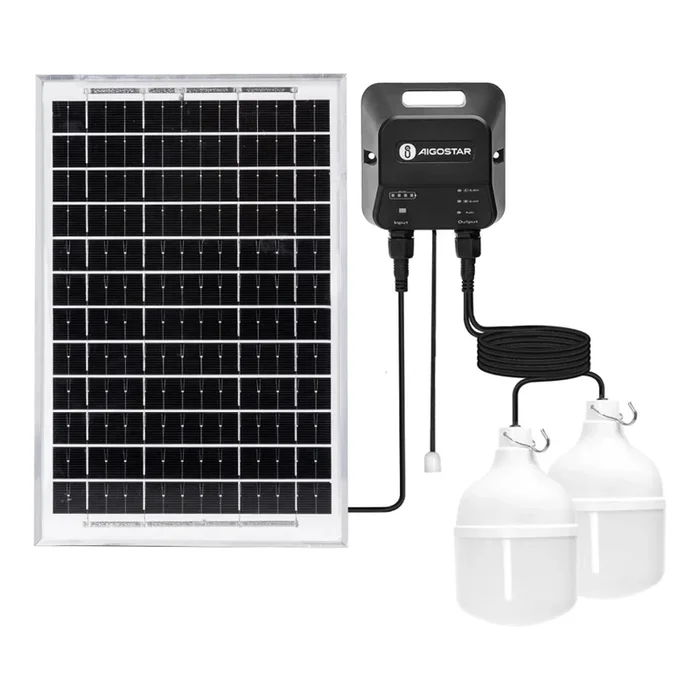 Aigostar – Lámpara solar LED 2xLED/35W/12V 6000 mAh 6500K diá. 10 cm + control remoto