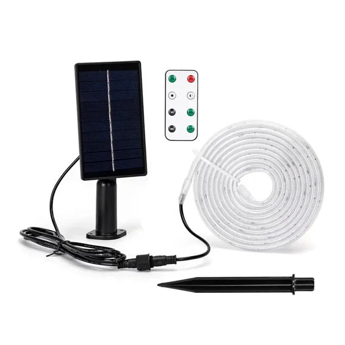 Aigostar – Tira solar LED regulable LED/1,6W/3,2V 3 m 1600 mAh 6500K IP65 + control remoto
