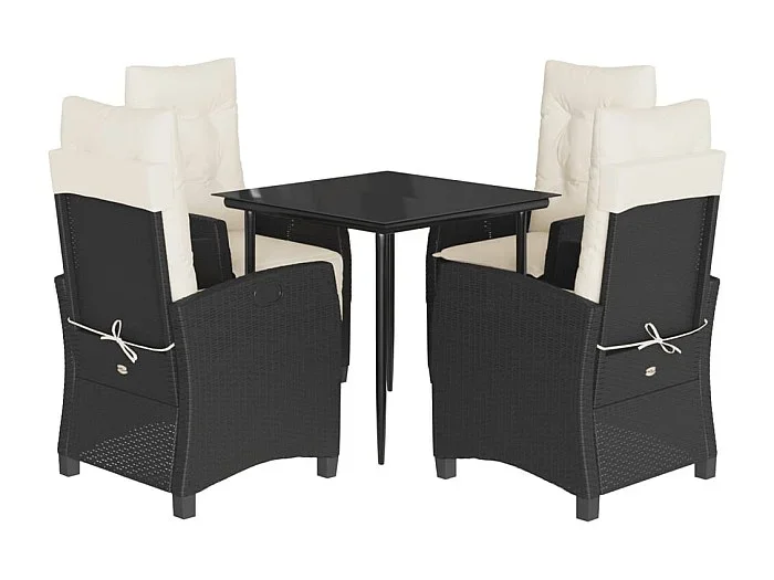 Ailladie Set de muebles jardín 5 pzas con cojines ratán sintético negro