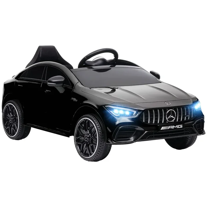 AIYAPLAY Coche Eléctrico para Niños de +3 Años Mercedes-benz AMG CLA 45 Coche Eléctrico con Batería 12V Velocidad 3-5 km/h Mando a Distancia Faros LED Bocina y Música 110x61x45 cm Negro