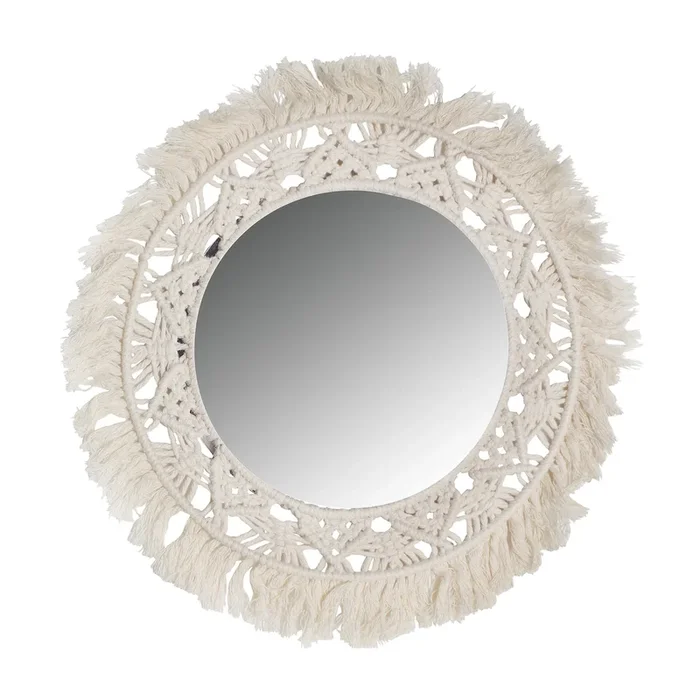 Alayor Espejo, de Cuerda, en color Blanco, de 45x1x45cm – Lastdeco