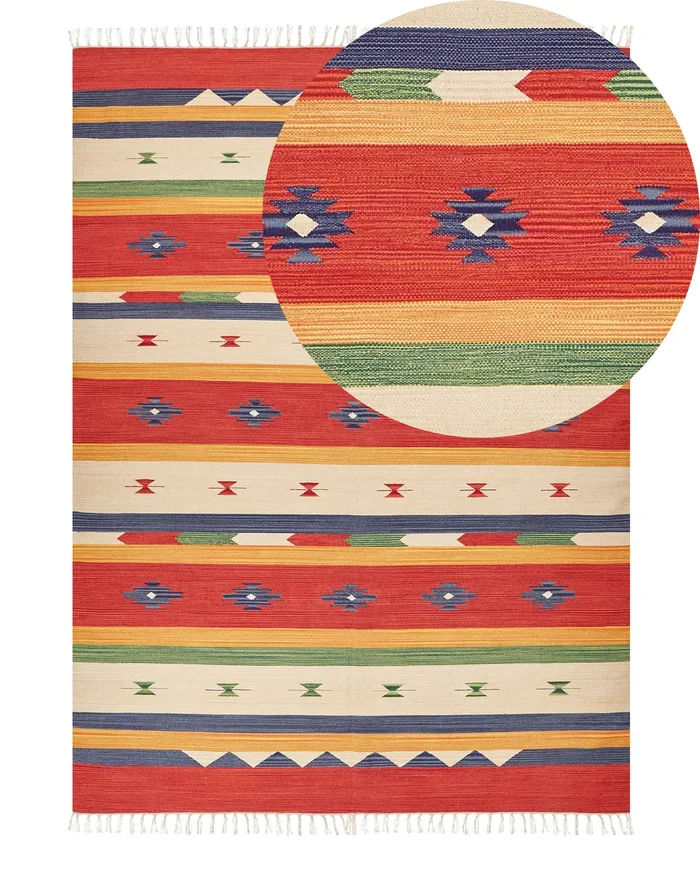 Alfombra ALAPARS Multicolor 140 x 200 cm Algodón Kilim