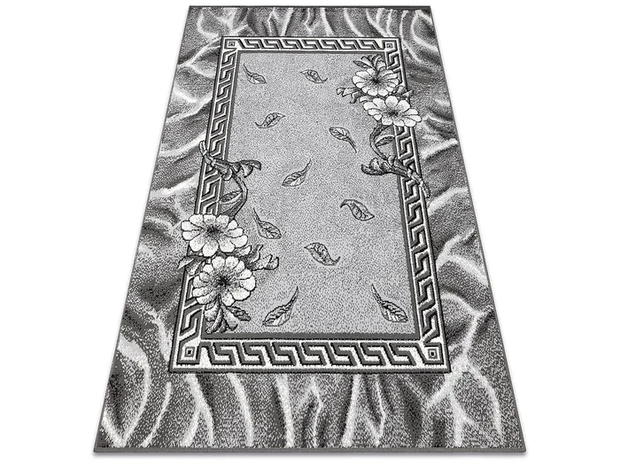Alfombra BCF Morad TRIO Flores, hojas clásico – gris 60×110 cm