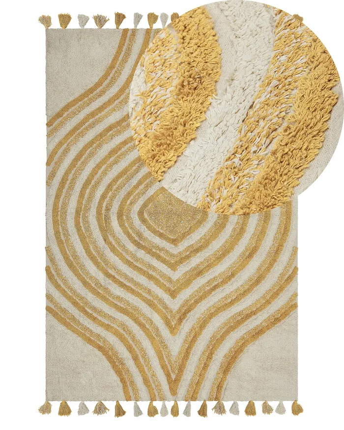 Alfombra BINGOL Amarillo 140 x 200 cm Algodón
