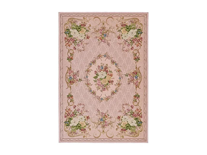 Alfombra con borde y motivos florales 80×150 cm Rosa Flomi