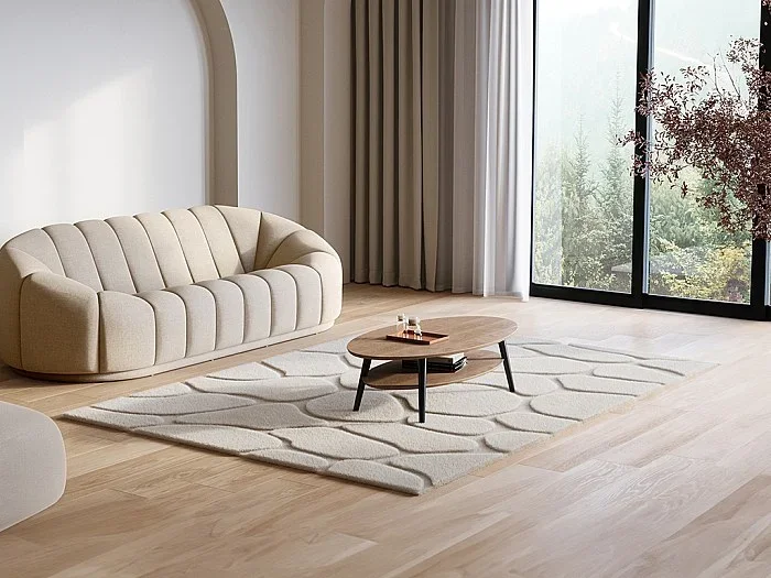 Alfombra con relieve efecto piel sintética – 120 x 160 cm – Beige – ARENSO
