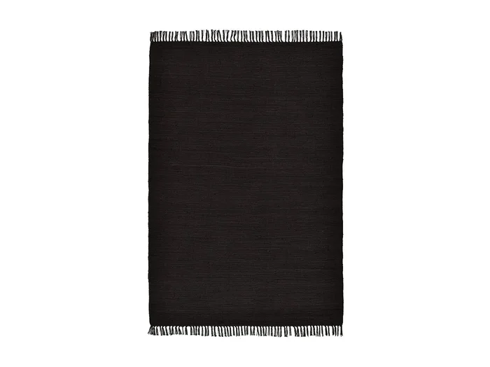 Alfombra de algodón tejida a mano y reversible 40×60 cm Negro Happy Cotton