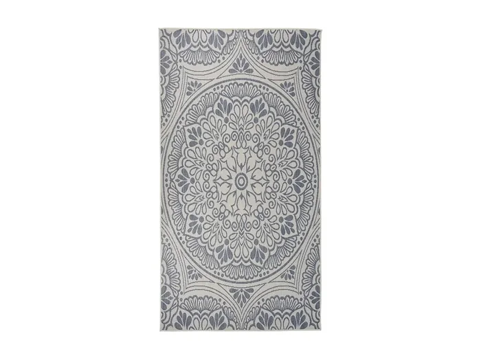 Alfombra de exterior de tejido plano rayas azules 80×150 cm