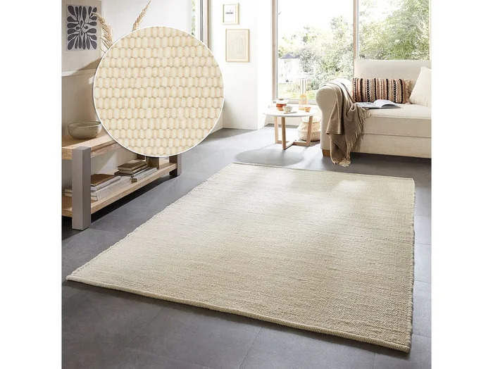 Alfombra de lana tejida a mano reversible 250×350 cm Lana Blanca Alm-Glück
