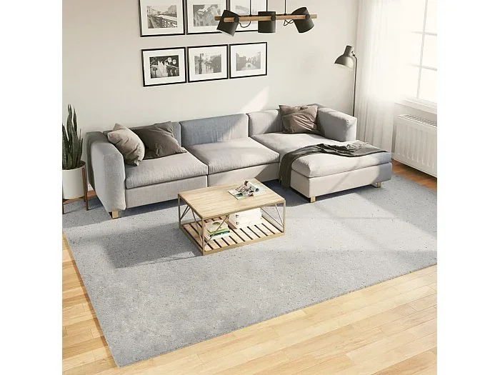 Alfombra de pelo corto suave lavable HUARTE gris 240×340 cm