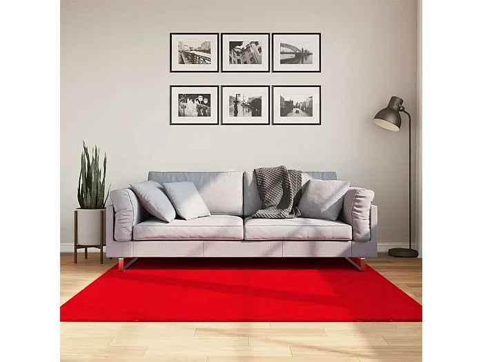 Alfombra de pelo corto suave lavable HUARTE rojo 160×160 cm