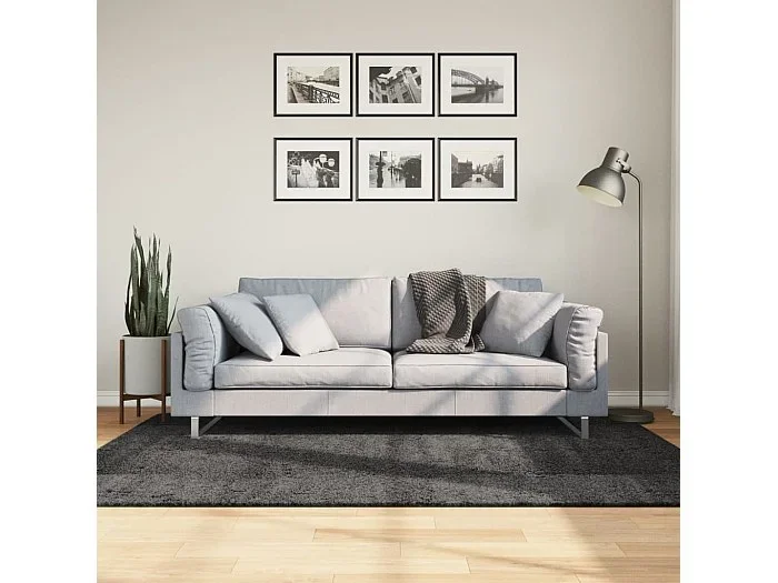 Alfombra de pelo largo moderna gris antracita 140×200 cm