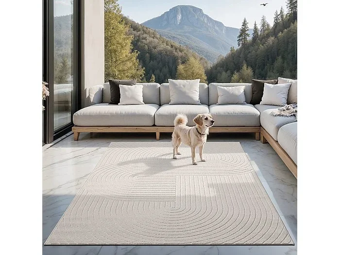 Alfombra diseño moderno Boho – Crema – 120 x 160 cm – SANTO PLUS