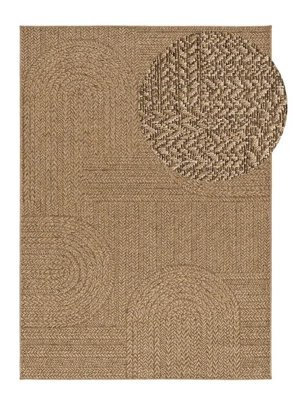 Alfombra exterior/interior geométrica efecto yute natural ACRA, 160×230 cm – ATTICGO