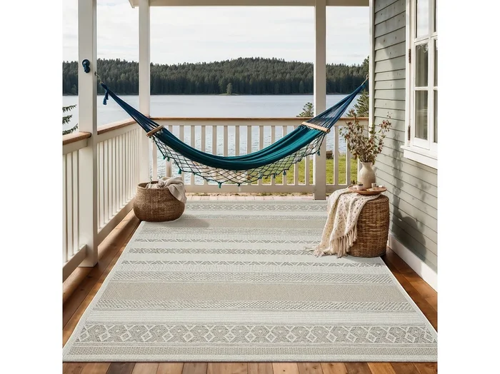 Alfombra interior exterior moderna – Beige – 240 x 340 cm – CALGARY