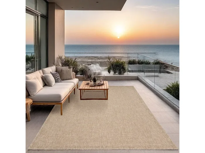 Alfombra Kansas Exterior Interior Aspecto Yute básico Resistente intemperie – Naturaleza – 60 x 90 cm