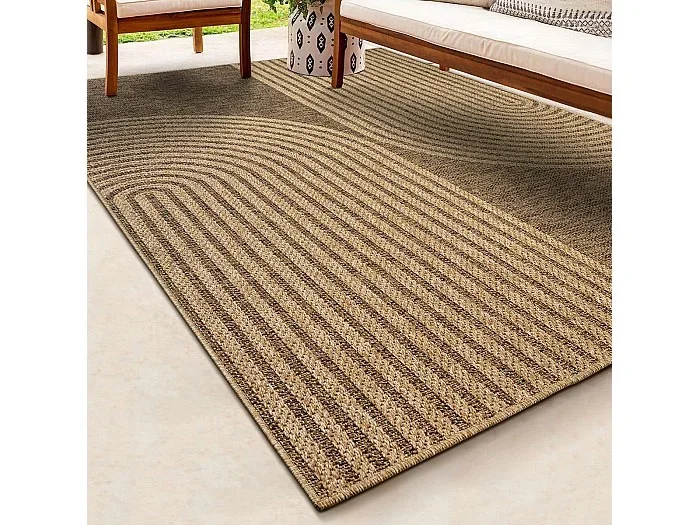 Alfombra Kansas Exterior Interior Aspecto Yute diseño Resistente intemperie – Naturaleza – 140 x 200 cm