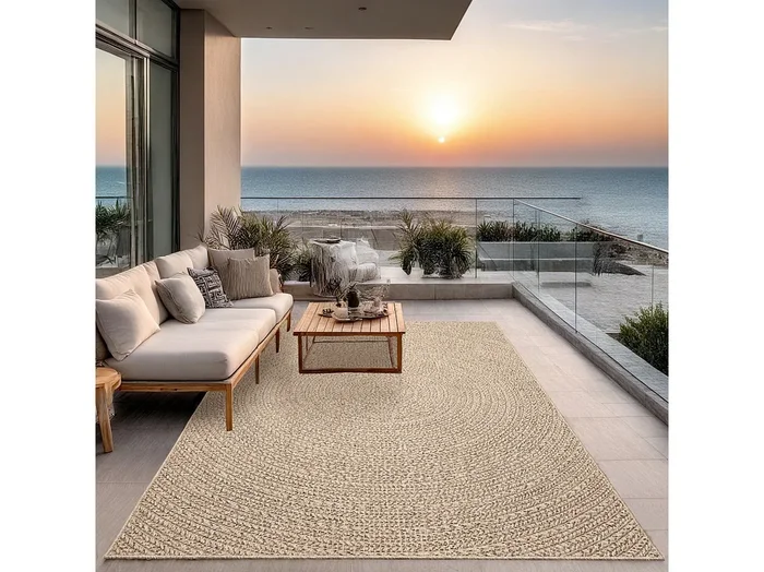 Alfombra Kansas Exterior Interior Aspecto Yute Resistente intemperie – Naturaleza – 120 x 170 cm