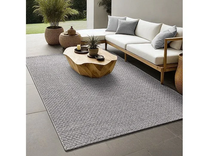 Alfombra Maldive Exterior Diseño Boho, Gris, 120 x 170 cm