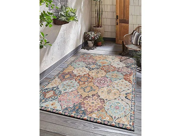 Alfombra Palma Exterior Ornamento, Multi, 120 cm, redondo