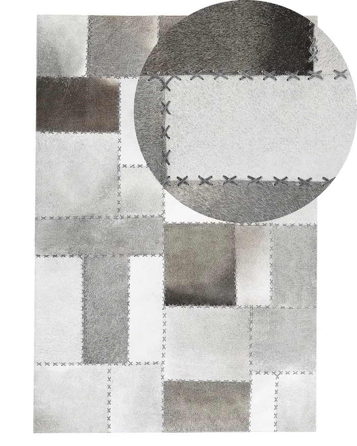 Alfombra PERVARI Gris pardo 140 x 200 cm Piel
