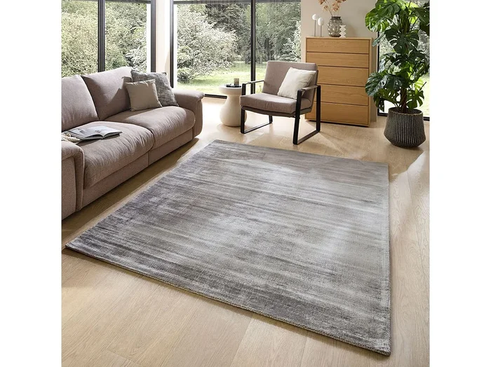 Alfombra tejida a mano de viscosa 240×340 cm Gris Star