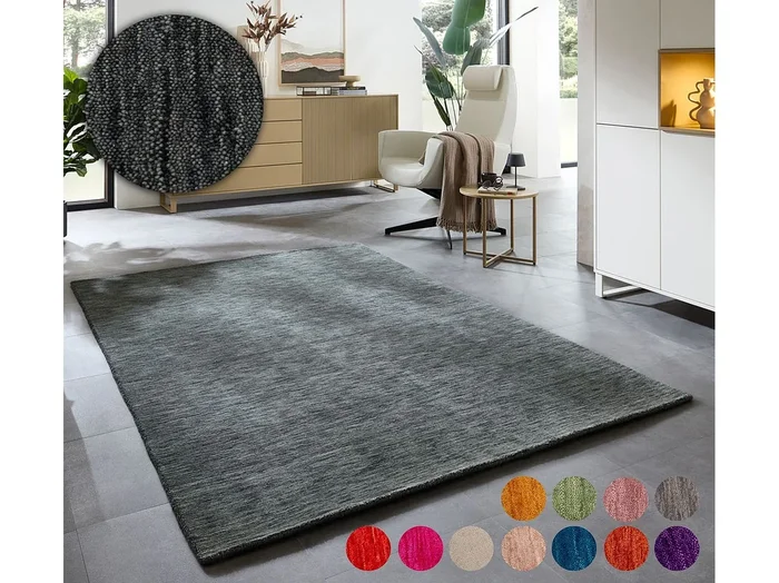 Alfombra UNI tejida a mano 140×200 cm Gris oscuro Holi