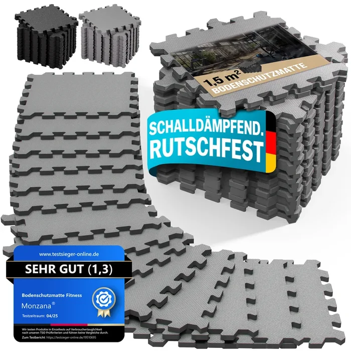 Alfombrilla fitness puzzle set de 18 gris EVA 175x88x1cm