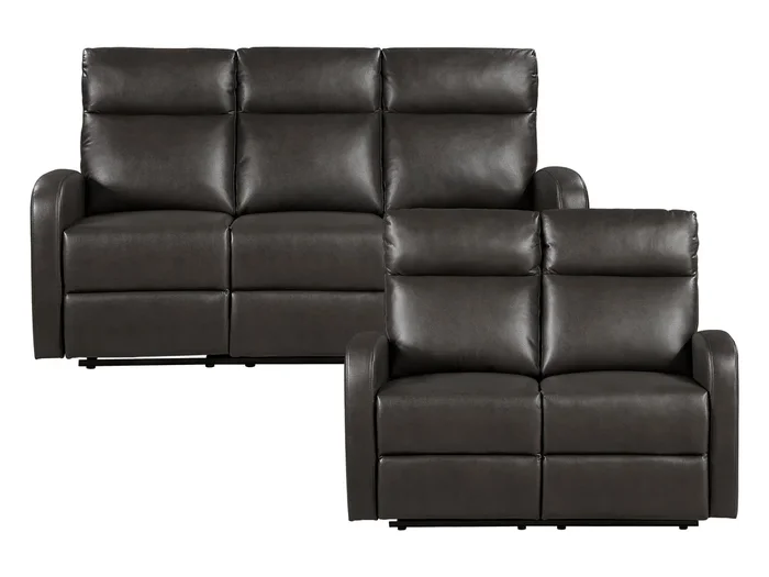 Allen Espresso Double Reclining Sofa and Loveseat