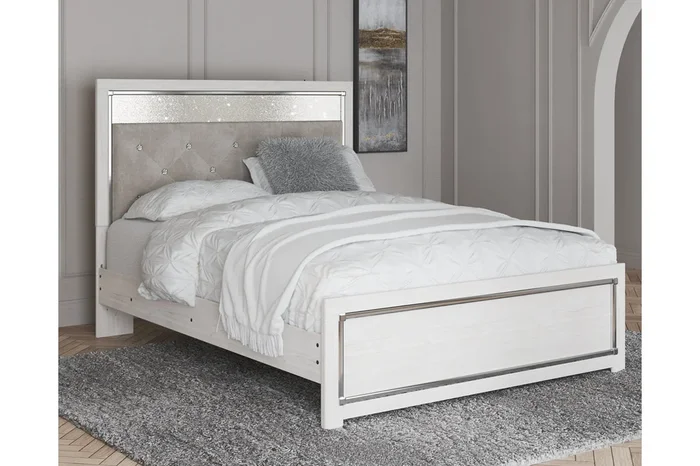 Altyra White Queen Upholstered Panel Bed