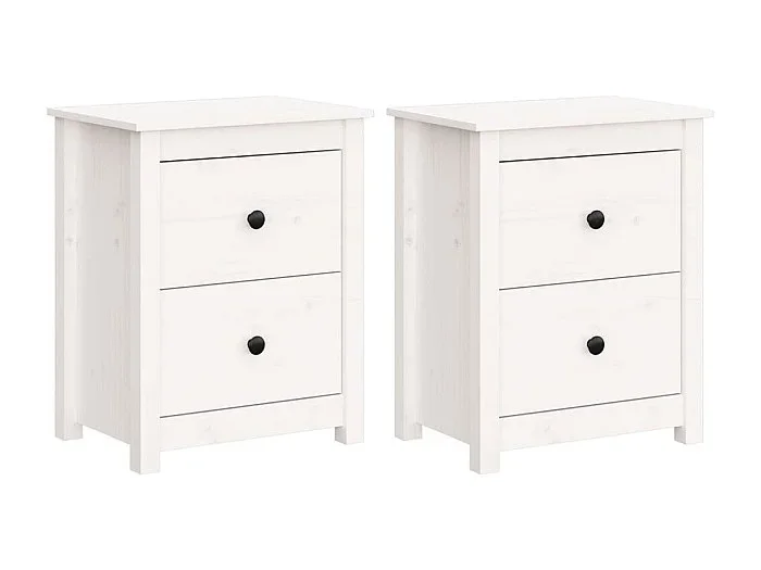 Älvängen Mesitas de noche 2 uds madera maciza pino blanca 50x35x61,5 cm