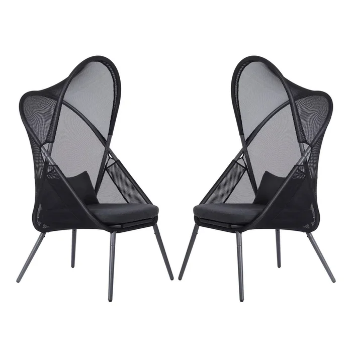 Alverta Black Foldable Chair, Set of 2