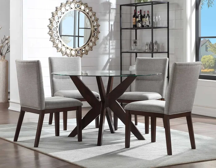Amalie Walnut/Gray Round Dining Room Set