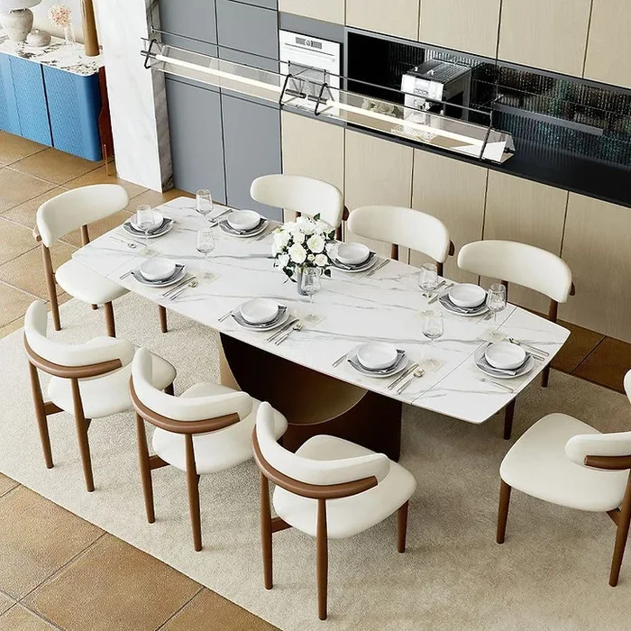 Aman 71″-95″ Glossy White Dining Room Set