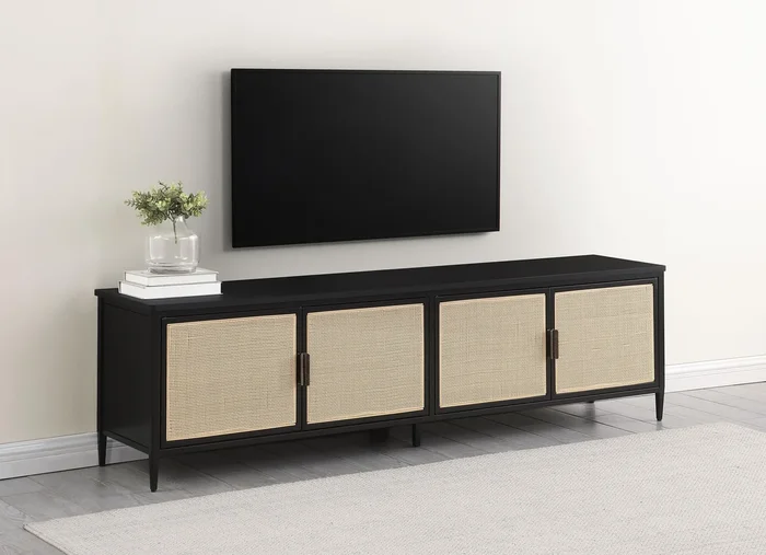 Amherst Black 4-Door Metal TV Stand Media Console