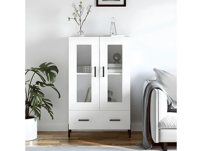Aparador alto blanco 69,5x31x115 cm de madera contrachapada
