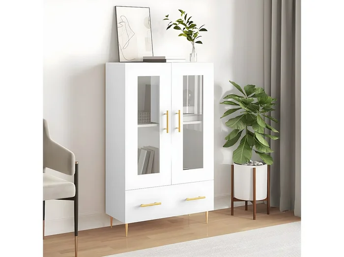Aparador alto blanco 69,5x31x115 cm de madera contrachapada