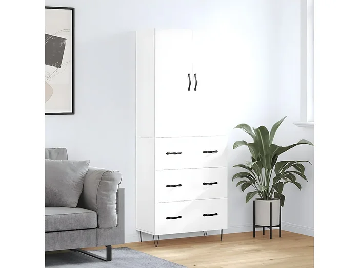 Aparador alto Blanco 69,5x34x180 cm Madera contrachapada